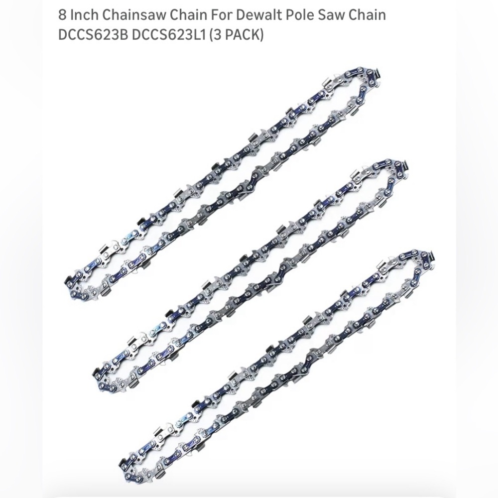 8 Inch Chainsaw Chain For Dewalt Pole Saw Chain DCCS623B DCCS623L1 (3 PACK) New